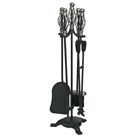 Casa - Set stativ 5 unelte pentru semineu, Strend Pro FT23SB, 66 cm, placat cu nichel