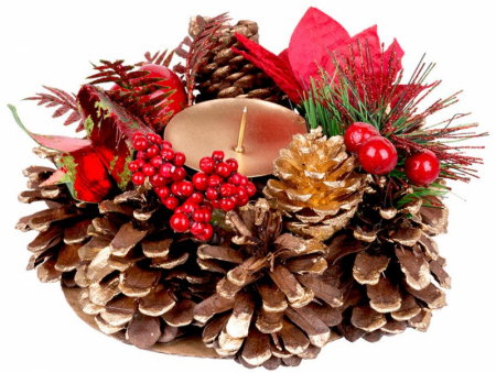 Suport de lumanare festiv pentru Craciun, natural, diametru 15 cm, MagicHome [3]