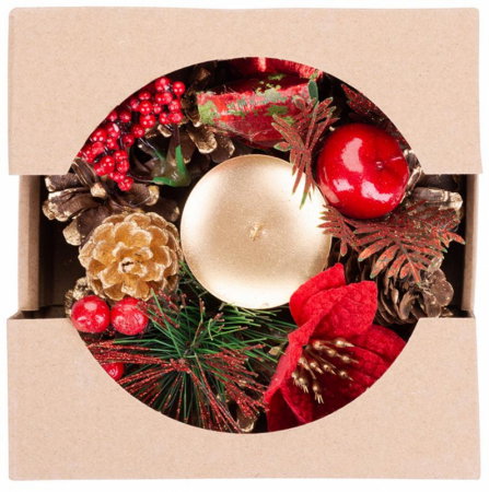 Suport de lumanare festiv pentru Craciun, natural, diametru 15 cm, MagicHome [1]