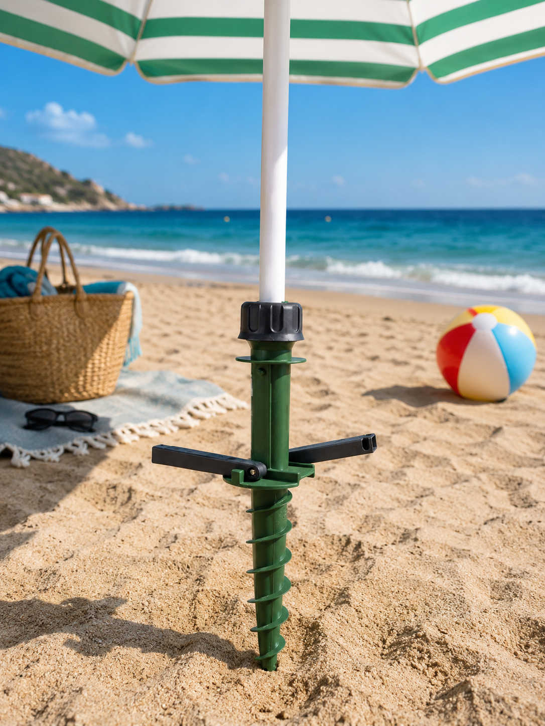 Suport metalic pentru umbrelă de plajă cu filet, Ø22-34 mm, Strend Pro [1]