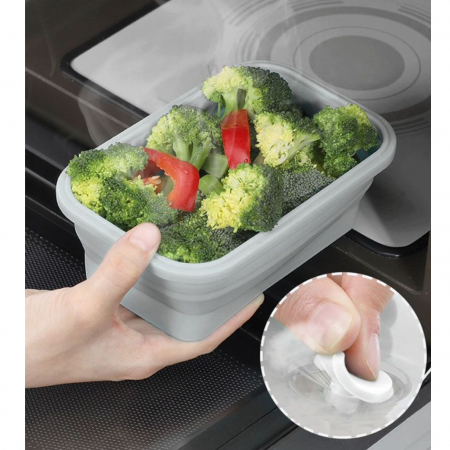 Caserola pliabila din silicon cu capac pentru microunde, 360 ml, Quttin [4]