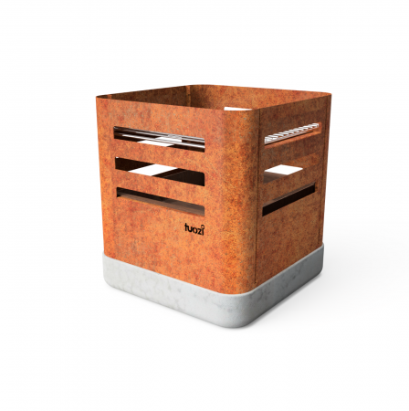 Fire Pit pentru grădină (focar exterior) Tharsis din oțel Corten și beton, focar exterior 37.5 × 37.5 × 40 cm [0]