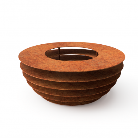 Fire Pit pentru grădină Phobos din oțel Corten, focar exterior 60 × 60 × 24 cm [0]