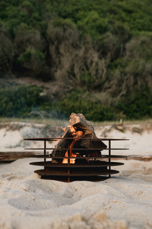 Fire Pit pentru grădină Phobos din oțel Corten, focar exterior 60 × 60 × 24 cm [5]