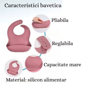 Bavetica din silicon alimentar pliabila si reglabila cu capacitate mare