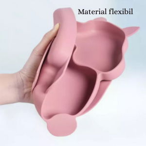 Farfurie compartimentata, cu design veverita din material flexibil 