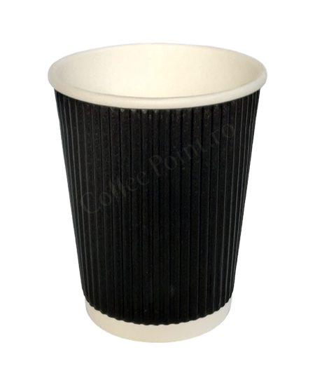 Pahar carton Negru 12oz perete dublu 25buc [1]