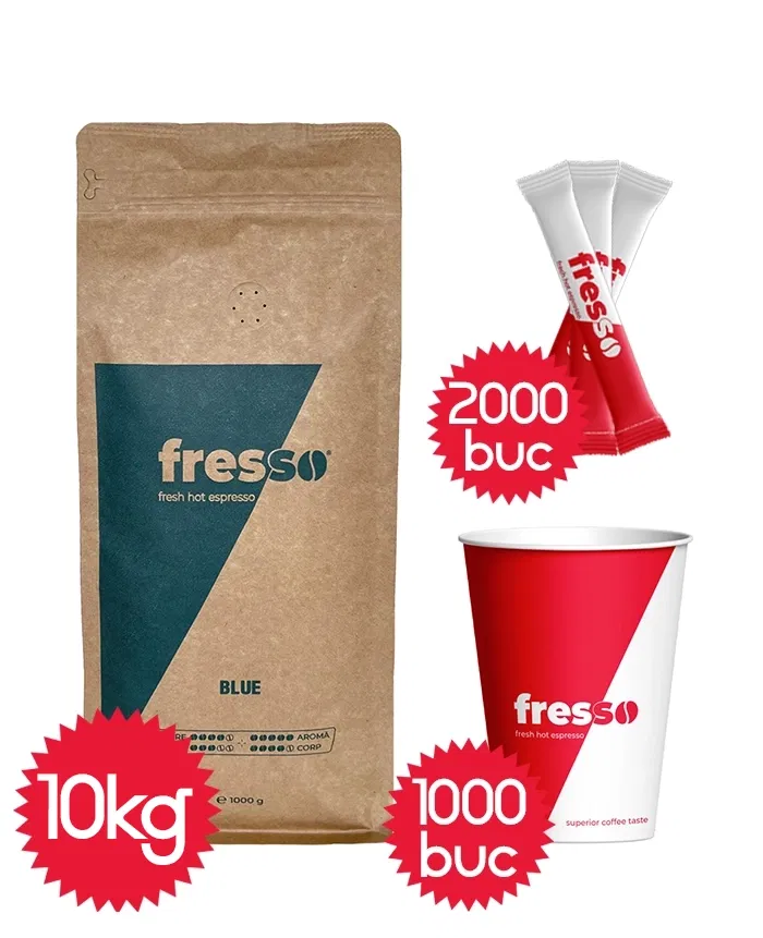 Pachete Promo - Pachet Fresso Blue, pahare 8oz Fresso si zahar Fresso
