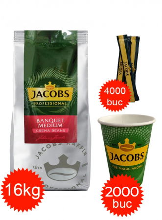 Pachete Promo - Pachet Jacobs Banquet Medium, pahare 7oz Jacobs si zahar Jacobs