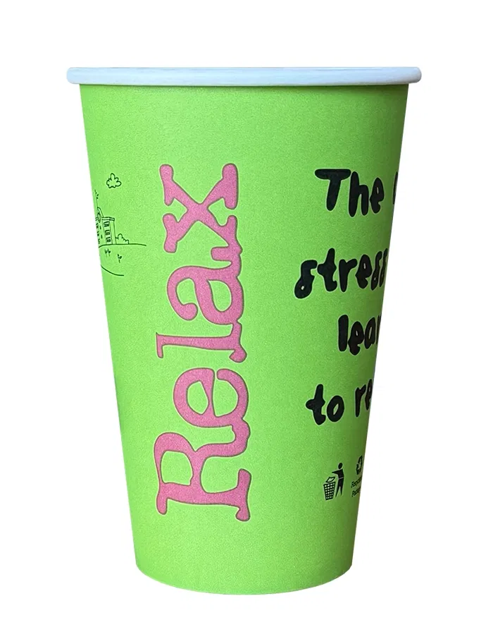 Pahare de cafea - Pahar carton 12oz 300ml Relax verde NVS 50buc