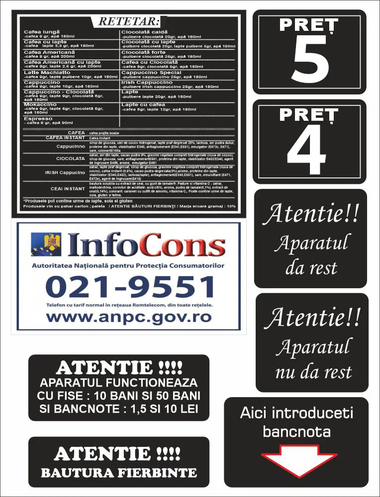 Aparate - Set Stickere etichete automate de cafea boabe vending