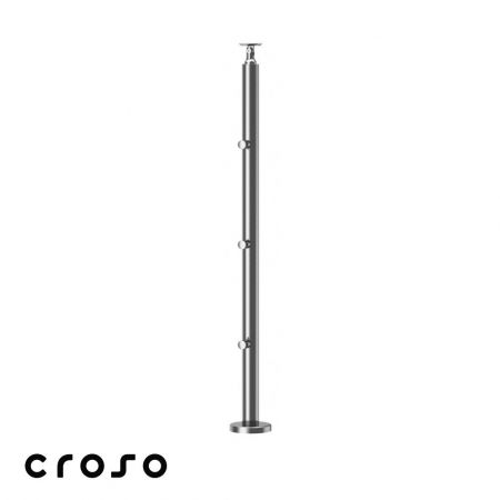 Montanti echipati balustrada inox - 3 traverse / placa / 970 mm