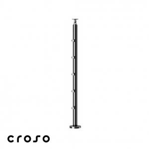 Montanti echipati balustrada inox - 5 traverse / placa / 970 mm