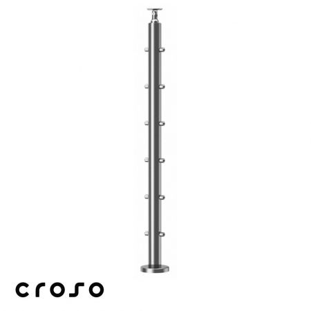 Montanti echipati balustrada inox - Cablu / pe placa / MIJLOC