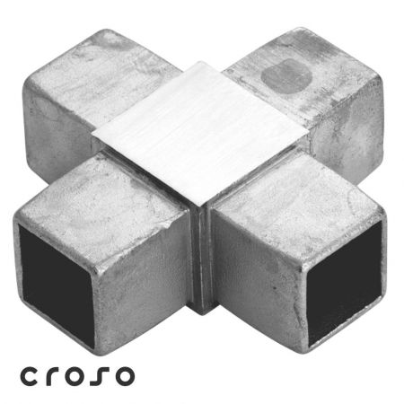 für Vierkantrohr - Kreuz‑Verbindungsmuffe CN4900800 Edelstahl 25×25 mm geschliffen