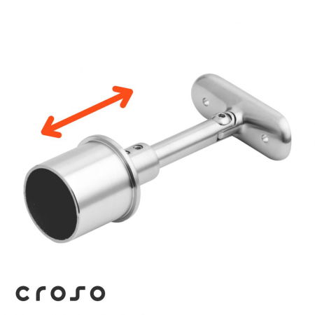 fixare pe montant - Suport mână curentă reglabil inox satinat Ø 33,7 ‑ 42,4 mm