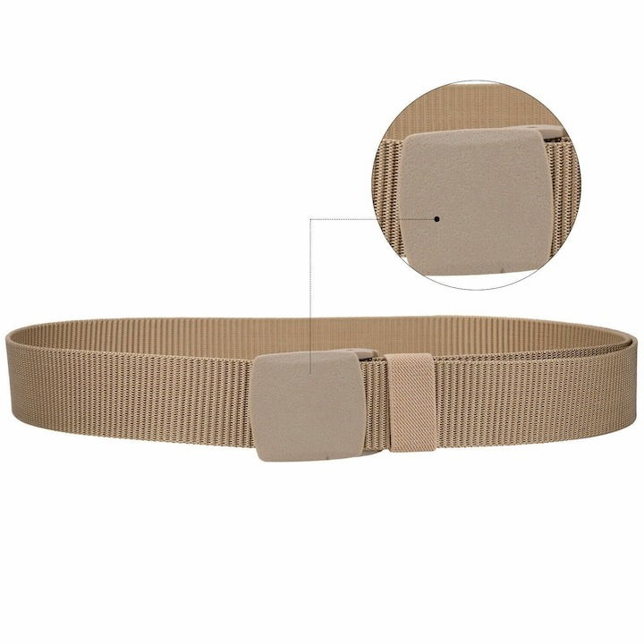 Curea tactica, tip militar, textila, cu catarama din plastic, lungime 105 cm, bej [5]