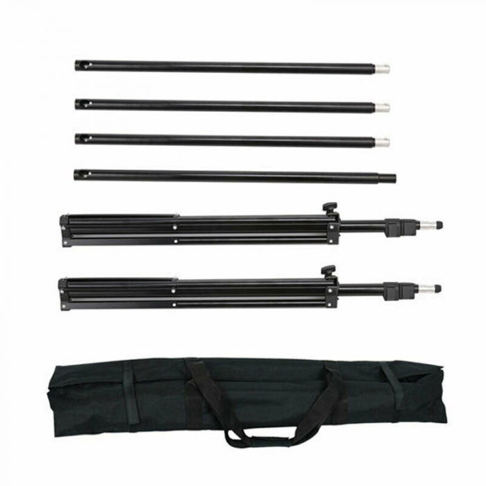 Kit studio foto,2 lumini softbox,2 umbrele,suport fundal 2x3 m,4x bec 45W, 3 panze fundal multicolore + geanta transport [7]