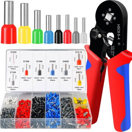 Chei si clesti - Set cleste de sertizare, cu 1200 terminali, 0,25 si 10 mm 2