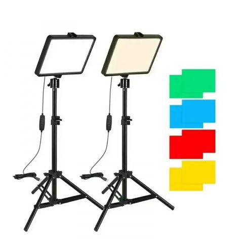 Panouri Led - Kit 2 mini panouri Bi Color 160 LED, trepiezi 200 cm, 8 filtre culoare, alimentare USB, filete universale 1/4, cap rotativ 360 grade