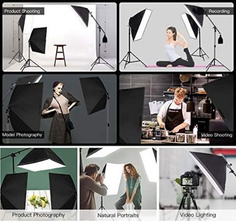 Kit de 2 softboxuri, soclu de 4 becuri, 2 trepiezi reglabili 200 cm, 8 becuri de 150W, geanta de transport inclusa [6]