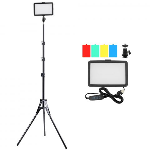Panouri Led - Mini panou Bi Color 160 LED, trepied reglabil 200 cm, filet 1/4, 4 filtre de culoare, alimentare USB, 2 filete universale 1/4 si adaptor patina cu filet 1/4 inclus
