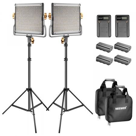 Panouri Led - Kit 2 Panouri Neewer Bi Color 480 LED,trepiezi 200 cm, 4 baterii si 2 incarcatori + gentute transport