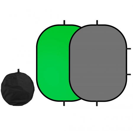 Panza fundal - Reflector pliabil, panou de fundal foto profesional 150x200 cm, verde-gri cu geanta de transport