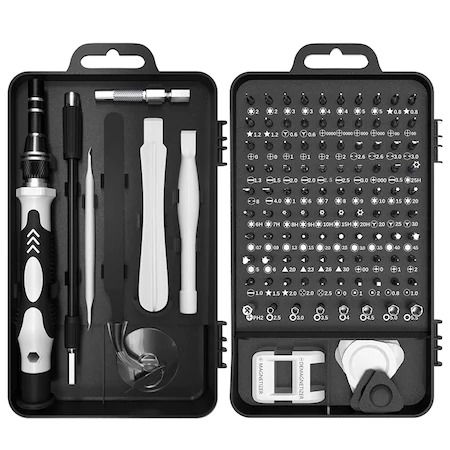 Truse cu scule - Set surubelnite multifunctionale de precizie, 115 piese, magnetice, - Negru/Gri