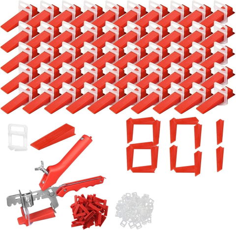 Chei si clesti - Set nivelare gresie și faianță 801 piese – 700 clipsuri, 100 pene, 1 clește de montaj Montaj rapid și precis pe perete și podea
