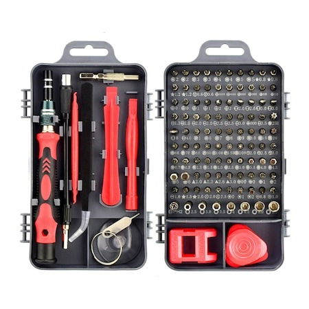 Truse cu scule - Set surubelnite multifunctionale de precizie, 115 piese, magnetice, - Rosu/Negru