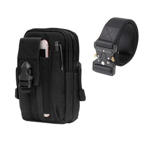 Diverse camping - Set tactic format din borseta militara si centura militara, supravietuire, camping, multifunctional - Negru