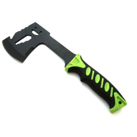 Diverse camping - Topor multifunctional, pentru camping, drumetii, 30 cm, verde, husa inclusa