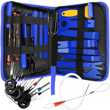 Truse cu scule - Trusa demontare interior auto,40 piese,tapiterie,radio,usi,bord,dezasamblare conectori - Albastru