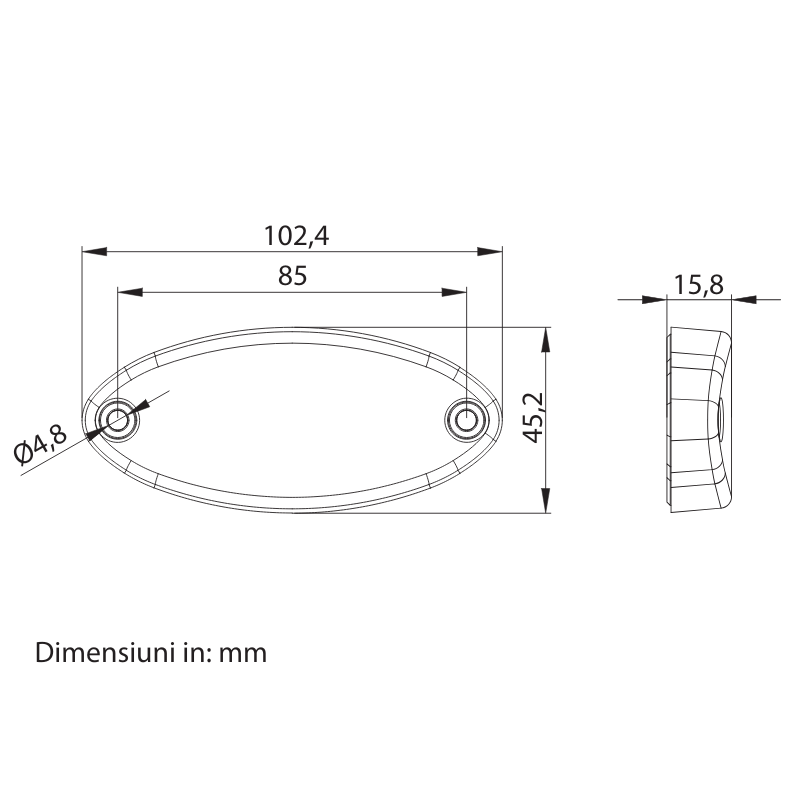 Lamp de Gabarit LED cu Reflector, 12/24V, Montaj Plat, Conector QS075, 10.24 x 4.52cm [4]