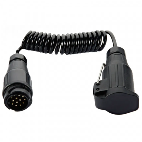 Electrice auto, camioane si remorci - Cablu spiralat electric, stecher/priza, tata/mama, 1.5m, 13 Pini