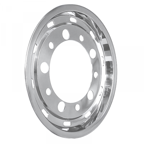 Capace inox si jante - Capac Janta Fata 22,5x11,75 ET135 Super Single, Inox, 10 Gauri, PCD 335mm, Prindere cu Suruburi