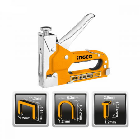 Scule si unelte - Capsator tapiterie, 3 in 1, reglabil, + 600 capse - INGCO  HSG1405