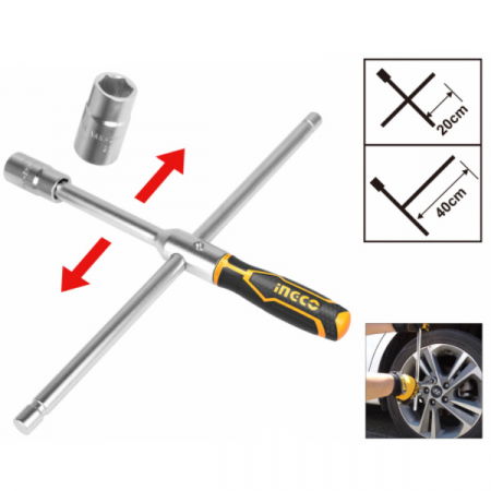 Scule si unelte - Cheie cruce pentru roti cu parghie, 17mm, 19mm, 21mm, 23mm - INGCO  HRCW40231