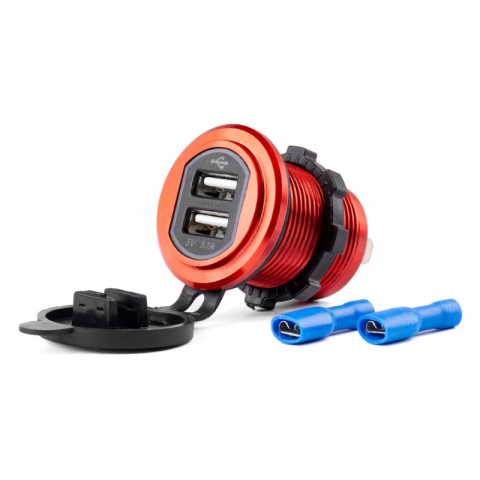 Electrice auto, camioane si remorci - Incarcator Auto Incastrabil 12/24V, 2x USB, Impermeabil