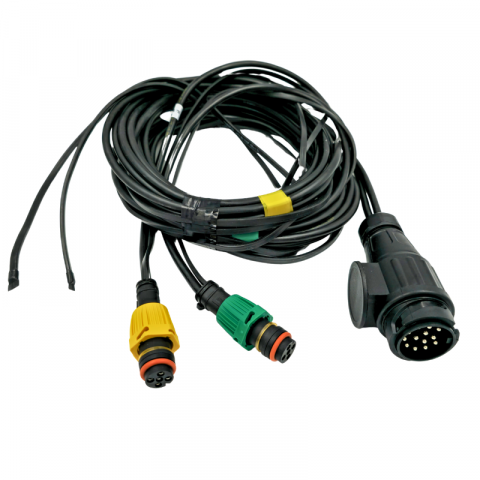 Instalatie electrica remorca cu stecher 13 pini, L 7m, 2 x mufa 5 pini baioneta, 2 x 5.5m cablu gabarite