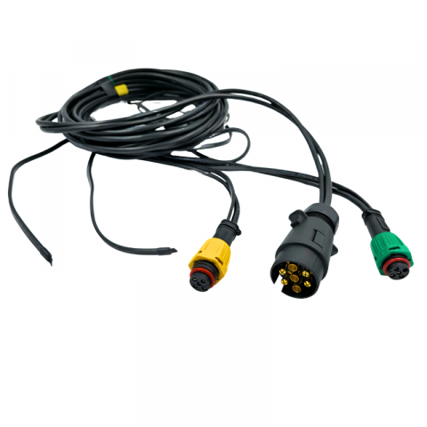 Instalatie electrica remorca cu stecher 7 pini, L 5.5m, 2 x mufa 5 pini baioneta, 2 x 4m cablu gabarite