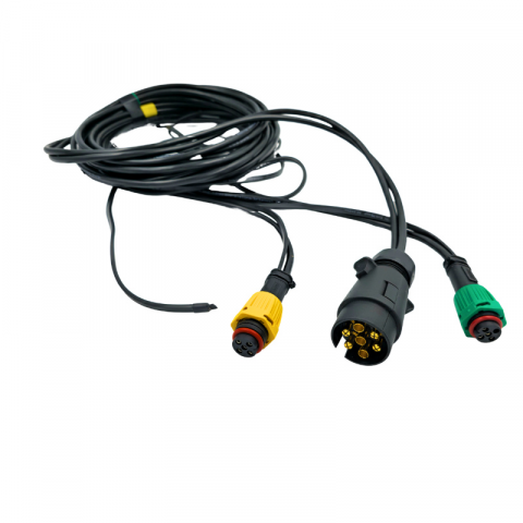 Instalatie electrica remorca cu stecher 7 pini, L 4.5m, 2 x mufa 5 pini baioneta, 1 x 2m cablu gabarite