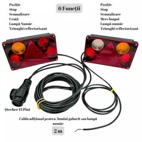 Kit instalatie lampi stop, semnalizare, triple remorca, 7 functii, 4.5m + 2m + 2m, 13pini, 23.2 x 14.15cm
