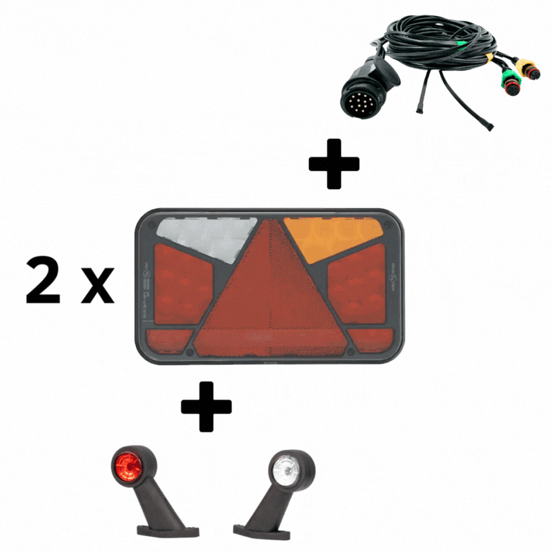 Lumini, Becuri, Proiectoare - Kit instalatie remorca cu 2 x triple, 12V, Canbus, instalatie 10m, 2 gabarite cu brat, fara iluminat numar