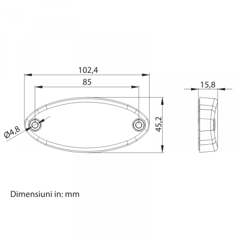 Lamp de Gabarit LED cu Reflector, 12/24V, Montaj Plat, Conector QS075, 10.24 x 4.52cm [3]