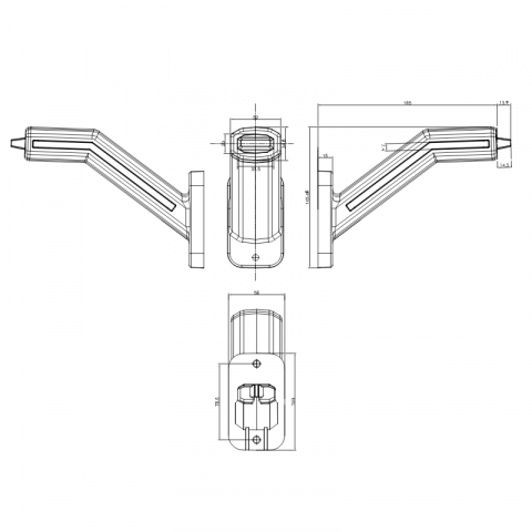 Lampa gabarit LED cu brat si semnalizare dinamica, Neon 12-24V, IP 6K9K, 18.5cm [2]
