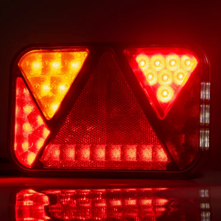 Lumini, Becuri, Proiectoare - Lampa semnalizare, stop, tripla LED, cu triunghi si mufa baioneta 5pini, 20 x 13cm, canbus, 12V