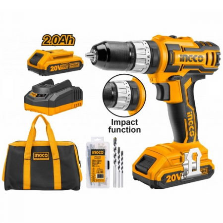 Scule electrice - Masina de gaurit si insurubat cu percutie,20v, 45NM, mandrina metal,10mm ING