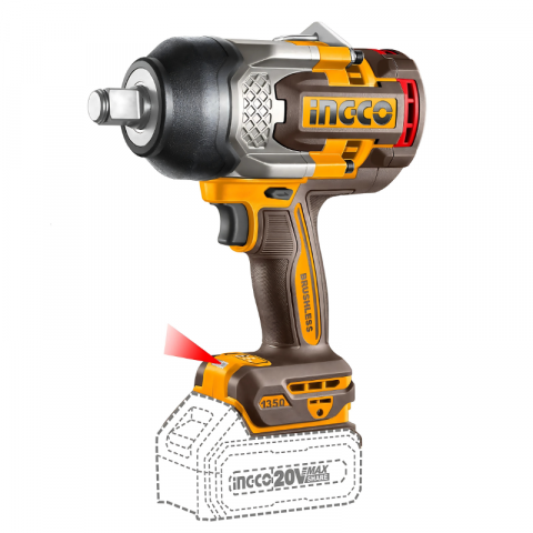 Masini gaurit, filetat cu acumulator - Masina de insurubat cu Impact fara Perii Ingco, 20V, 1900 Nm, 3/4"